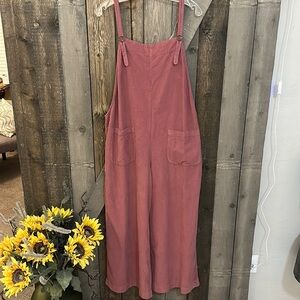 NWT Anthropologie Velvet by Graham & Spencer Emmie Pink Rose Overall Jumpsuit